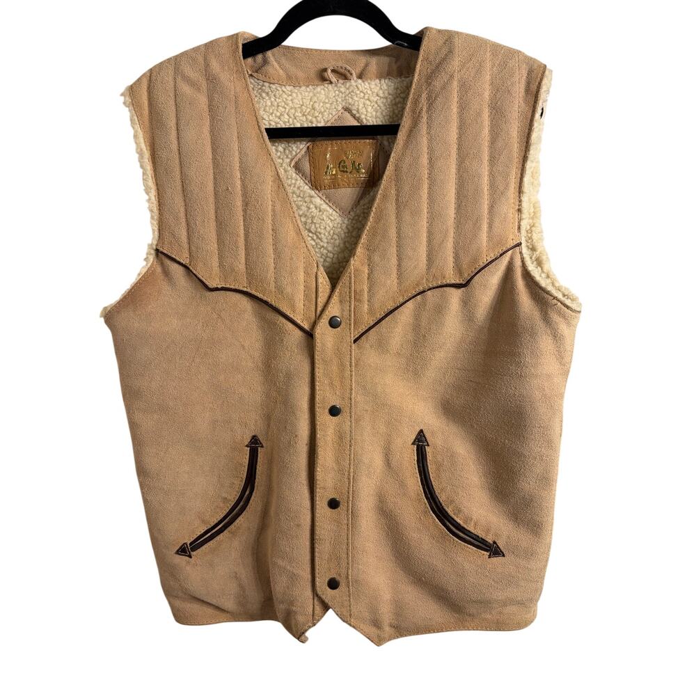 Hi Gear VTG‎ 70's Genuine Leather Sherpa Western Cowboy Ranch Wear M Americana